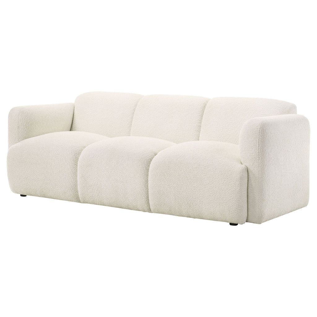 Dorset Fabric Upholstered Round Track Arm Sofa White