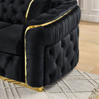 Button Tufted Couch with 2 Pillows, 3-Seater Luxury Chesterfield Sofa