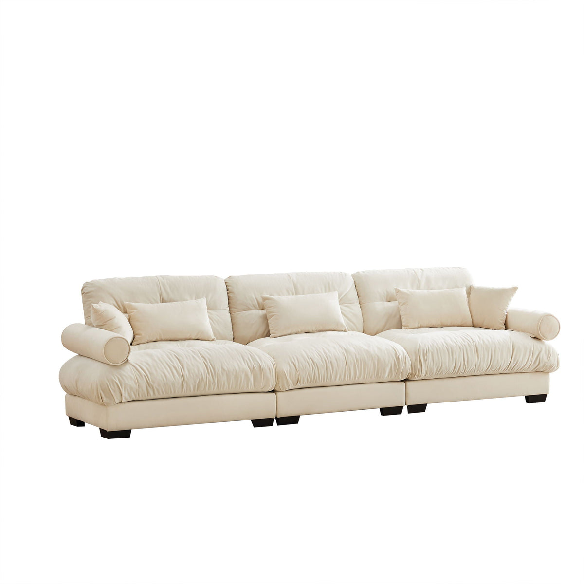 Modern Oversize Sofa with Cloud Like Comfort, Featuring Waist & Throw Pillows