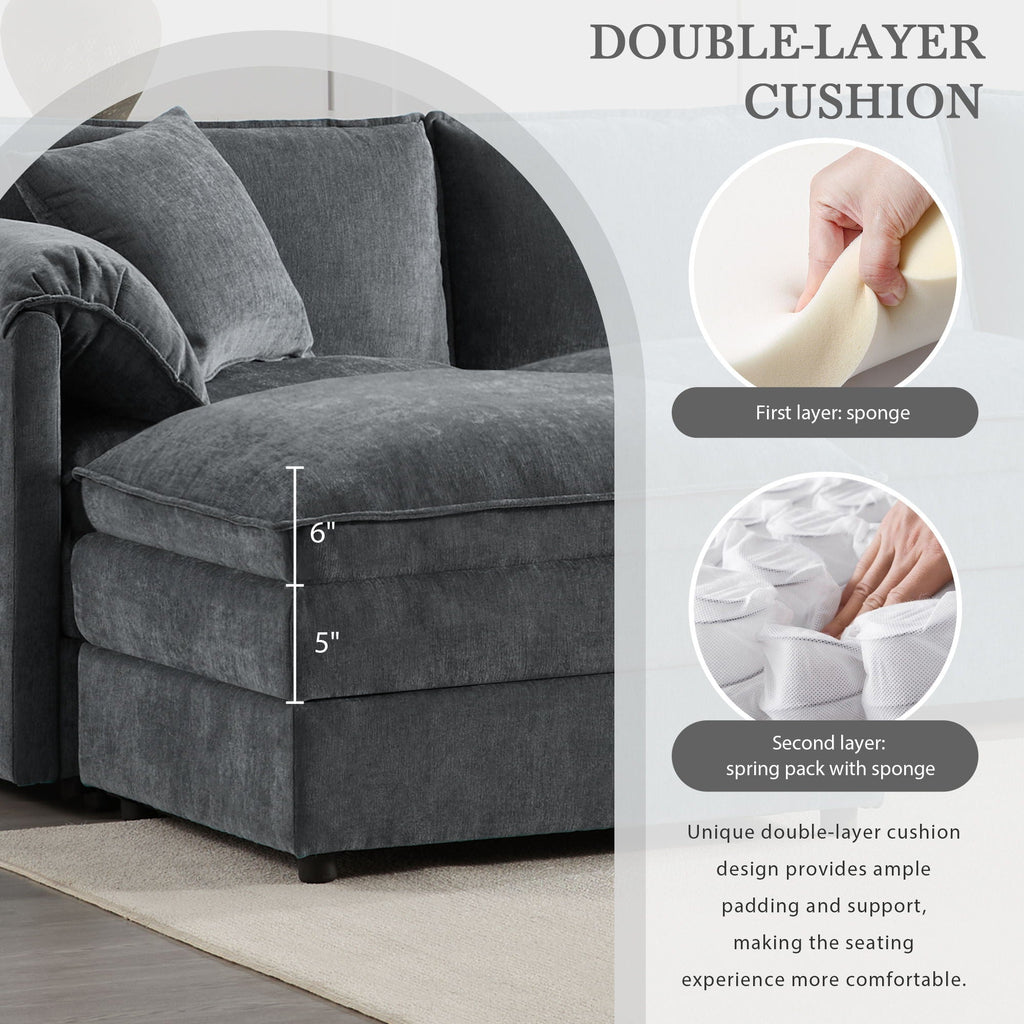 Modular Sectional with Deep & Wide Seat, Cloud Couch Set with Double Cushions Sofa with