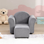 Kids Recliner Chair, Kids Upholstered Couch with Ottoman – Dark Gray