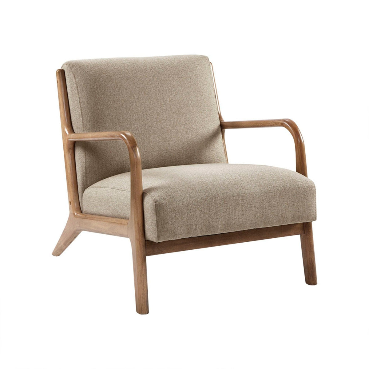 Mid-Century Style Lounge Chair with Upholstered Seat
