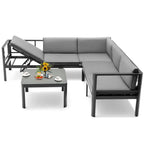 3-Piece Aluminum Patio Furniture Set with 6-Level Adjustable Backrest – Gray
