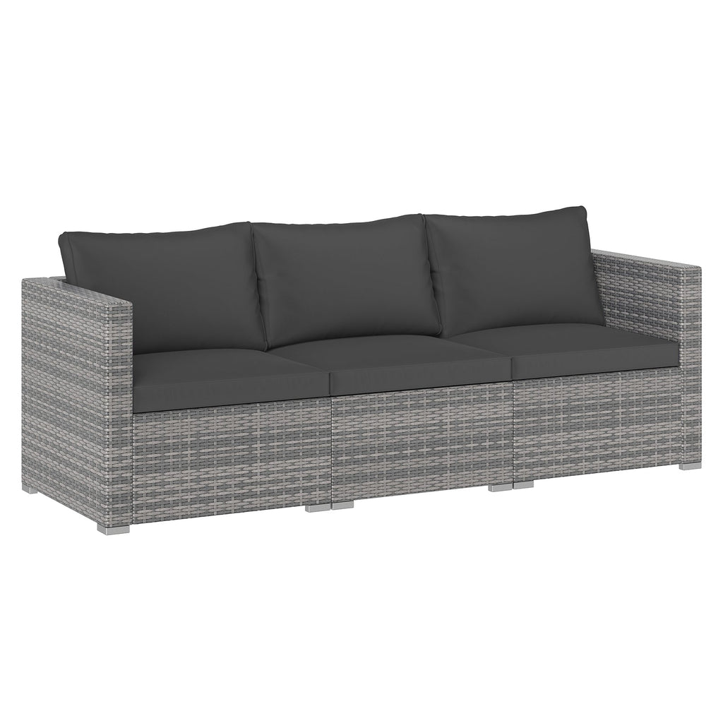 3-Piece Patio Sectional Sofa Set PE Rattan Modular Couch Furniture Set with Soft Cushions