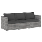 3-Piece Patio Sectional Sofa Set PE Rattan Modular Couch Furniture Set with Soft Cushions