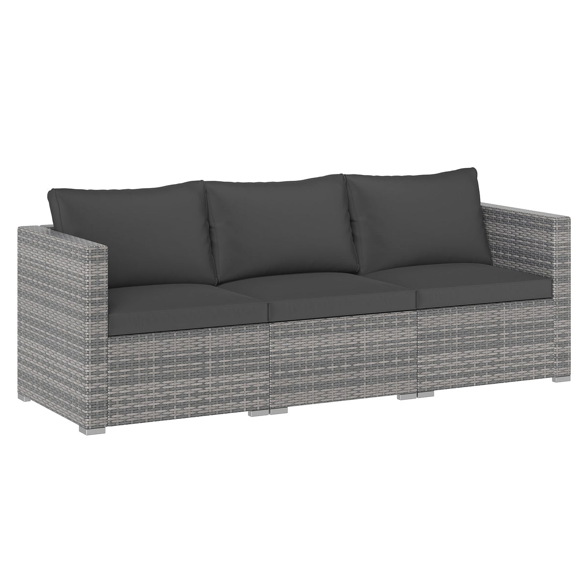 3-Piece Patio Sectional Sofa Set PE Rattan Modular Couch Furniture Set with Soft Cushions
