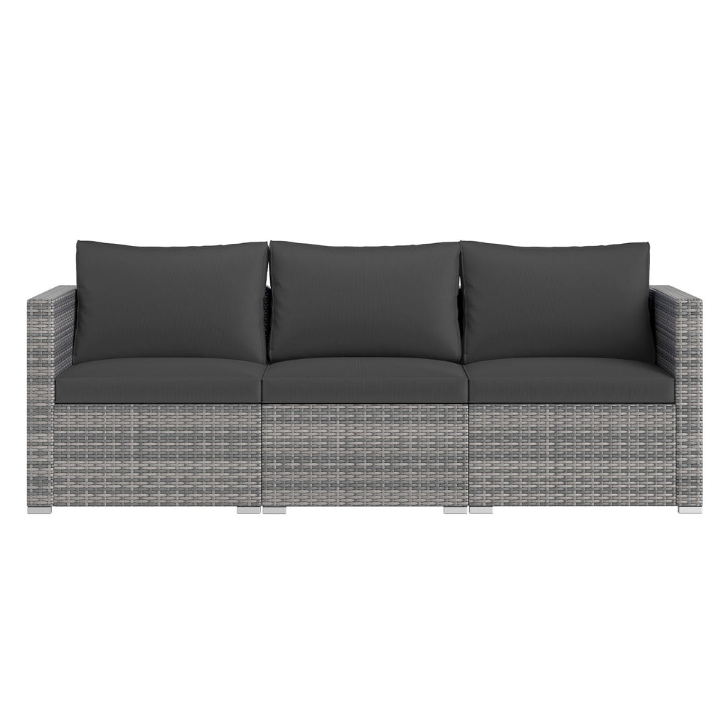 3-Piece Patio Sectional Sofa Set PE Rattan Modular Couch Furniture Set with Soft Cushions