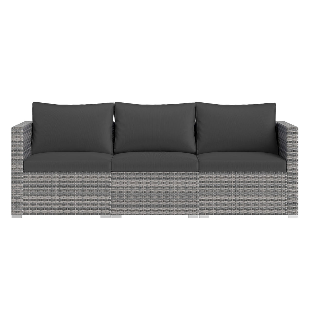 3-Piece Patio Sectional Sofa Set PE Rattan Modular Couch Furniture Set with Soft Cushions