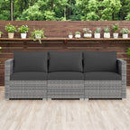 3-Piece Patio Sectional Sofa Set PE Rattan Modular Couch Furniture Set with Soft Cushions