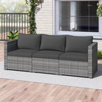 3-Piece Patio Sectional Sofa Set PE Rattan Modular Couch Furniture Set with Soft Cushions