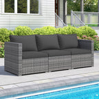 3-Piece Patio Sectional Sofa Set PE Rattan Modular Couch Furniture Set with Soft Cushions