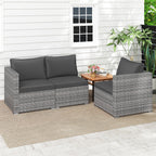 3-Piece Patio Sectional Sofa Set PE Rattan Modular Couch Furniture Set with Soft Cushions