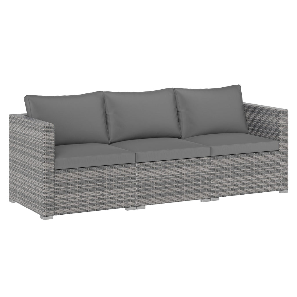 3-Piece Patio Sectional Sofa Set PE Rattan Modular Couch Furniture Set with Soft Cushions
