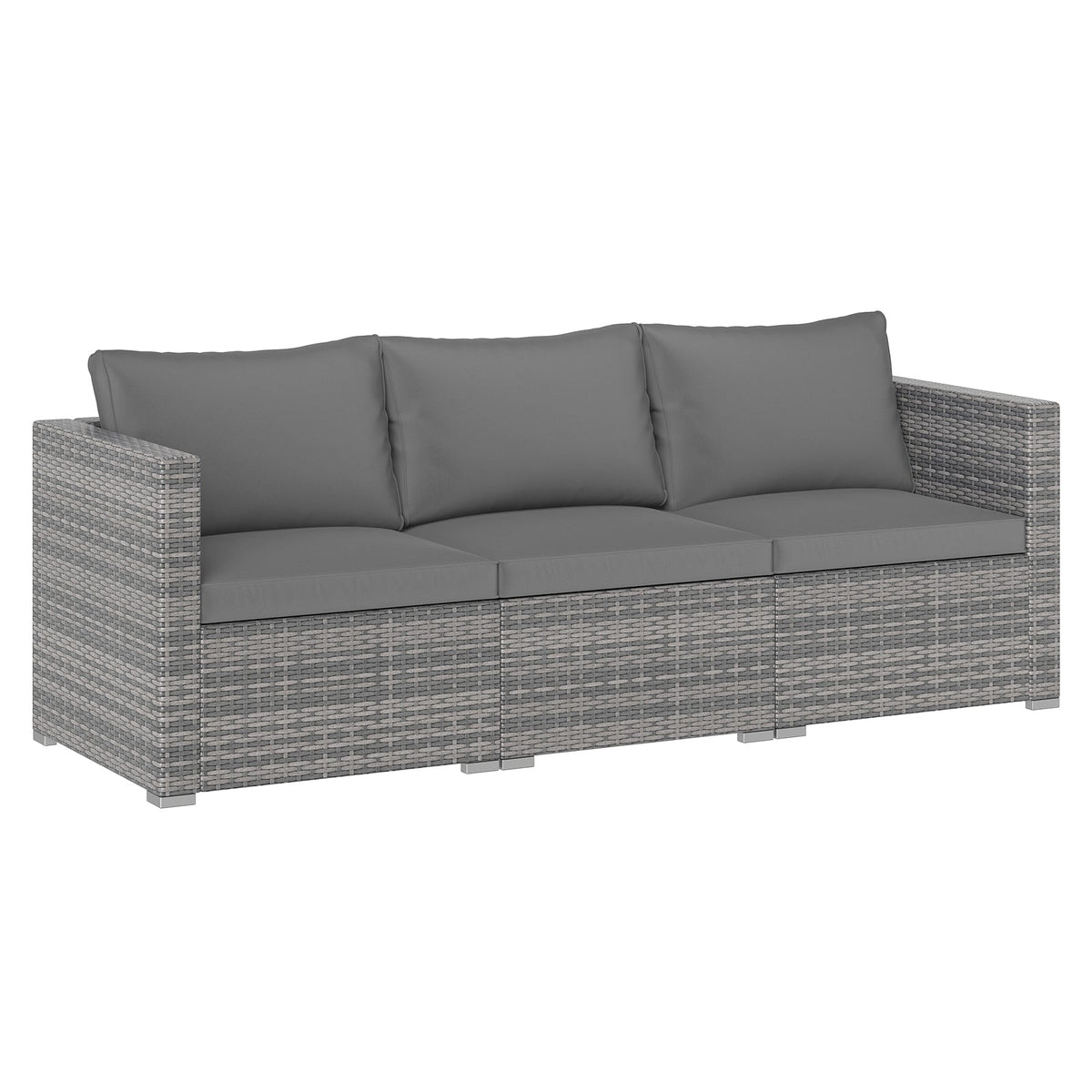 3-Piece Patio Sectional Sofa Set PE Rattan Modular Couch Furniture Set with Soft Cushions