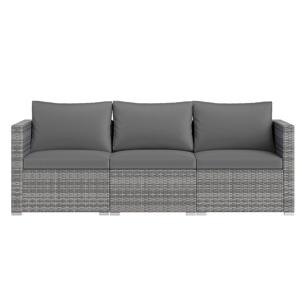 3-Piece Patio Sectional Sofa Set PE Rattan Modular Couch Furniture Set with Soft Cushions