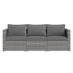 3-Piece Patio Sectional Sofa Set PE Rattan Modular Couch Furniture Set with Soft Cushions