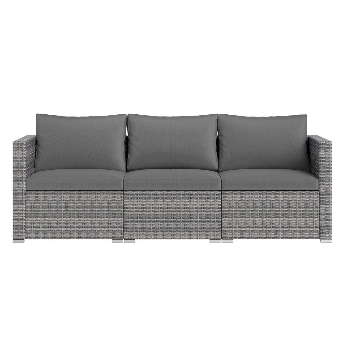 3-Piece Patio Sectional Sofa Set PE Rattan Modular Couch Furniture Set with Soft Cushions