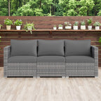 3-Piece Patio Sectional Sofa Set PE Rattan Modular Couch Furniture Set with Soft Cushions