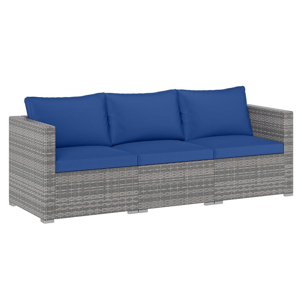 3-Piece Patio Sectional Sofa Set PE Rattan Modular Couch Furniture Set with Soft Cushions