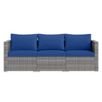 3-Piece Patio Sectional Sofa Set PE Rattan Modular Couch Furniture Set with Soft Cushions