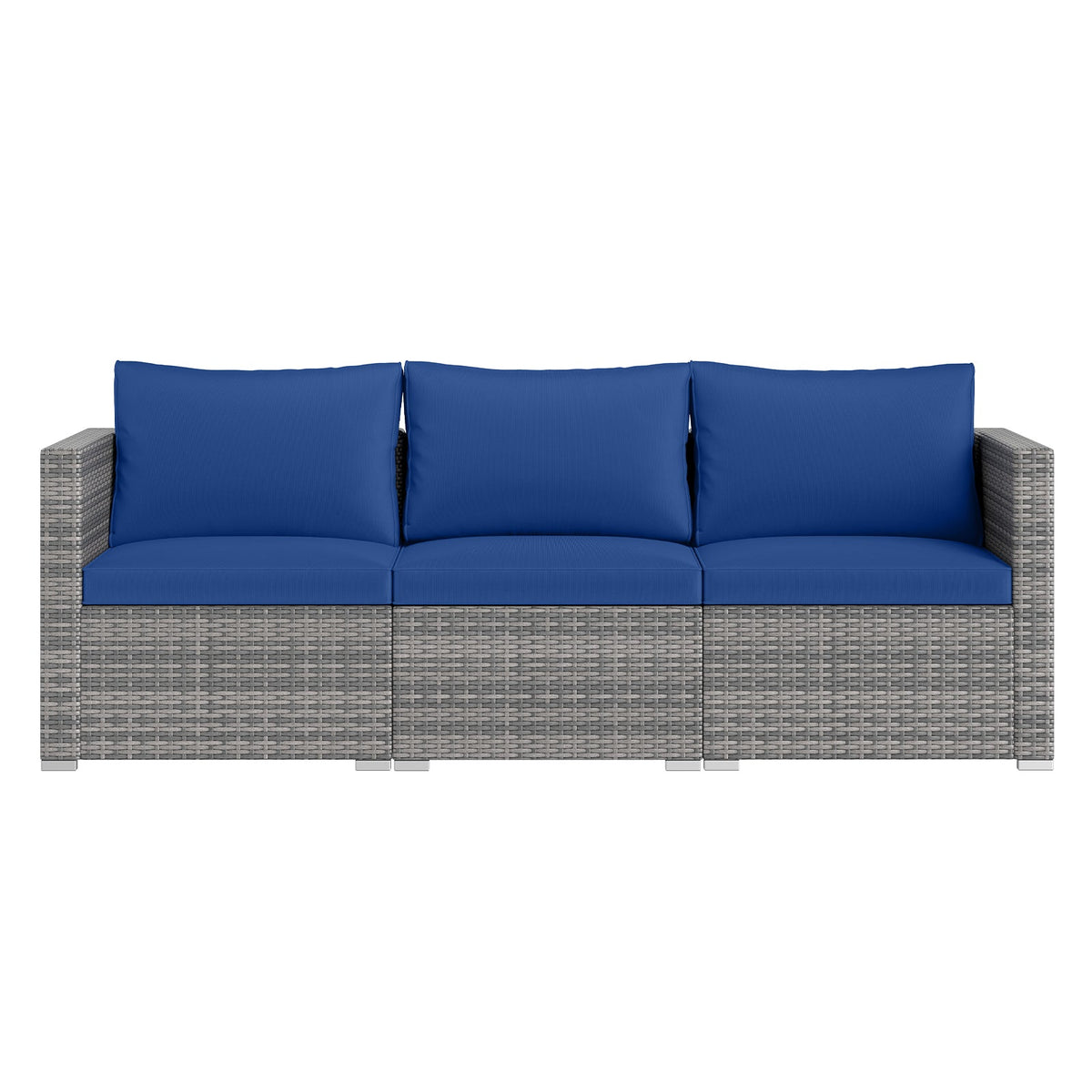 3-Piece Patio Sectional Sofa Set PE Rattan Modular Couch Furniture Set with Soft Cushions