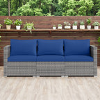 3-Piece Patio Sectional Sofa Set PE Rattan Modular Couch Furniture Set with Soft Cushions