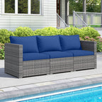 3-Piece Patio Sectional Sofa Set PE Rattan Modular Couch Furniture Set with Soft Cushions