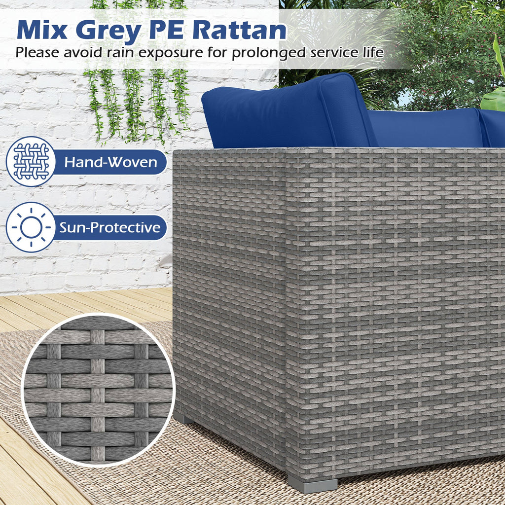 3-Piece Patio Sectional Sofa Set PE Rattan Modular Couch Furniture Set with Soft Cushions