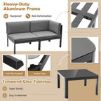 3-Piece Aluminum Patio Furniture Set with 6-Level Adjustable Backrest – Gray