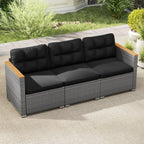 3-Seat Patio Couch Sofa PE Rattan Loveseat Furniture Set with Deep Seating and Cushion – Mix Grey
