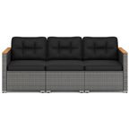 3-Seat Patio Couch Sofa PE Rattan Loveseat Furniture Set with Deep Seating and Cushion – Mix Grey