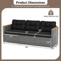 3-Seat Patio Couch Sofa PE Rattan Loveseat Furniture Set with Deep Seating and Cushion – Mix Grey