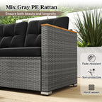 3-Seat Patio Couch Sofa PE Rattan Loveseat Furniture Set with Deep Seating and Cushion – Mix Grey