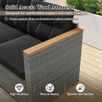 3-Seat Patio Couch Sofa PE Rattan Loveseat Furniture Set with Deep Seating and Cushion – Mix Grey