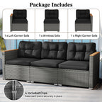 3-Seat Patio Couch Sofa PE Rattan Loveseat Furniture Set with Deep Seating and Cushion – Mix Grey