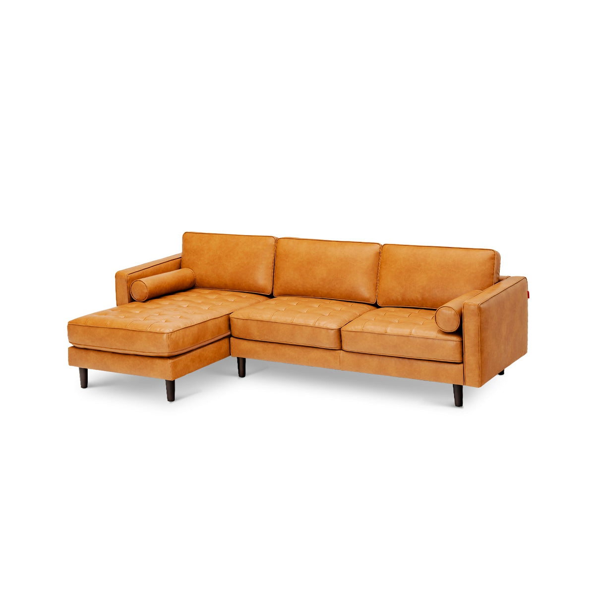 3-Seat L-Shaped Sectional Sofa Couch for Living Room – Brown