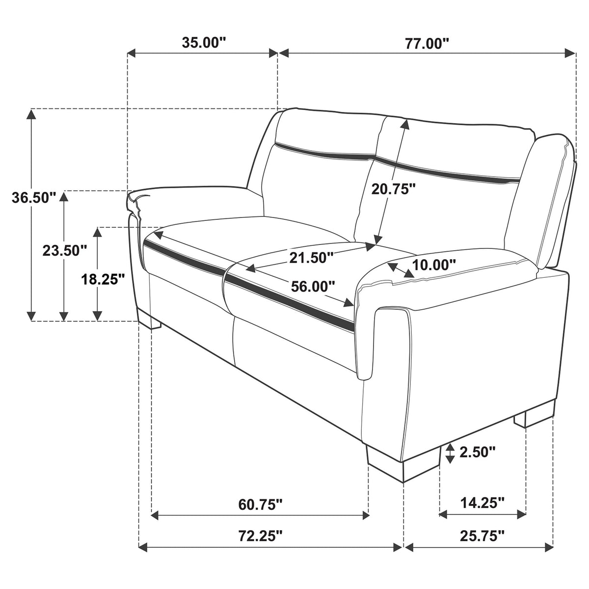 Arabella 2-piece Upholstered Padded Arm Sofa Set Grey