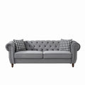 Chesterfield Fabric Sofa with Rolled Arms & Nailhead Trim
