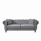 Chesterfield Fabric Sofa with Rolled Arms & Nailhead Trim