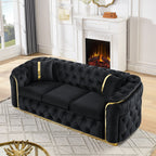 Button Tufted Couch with 2 Pillows, 3-Seater Luxury Chesterfield Sofa