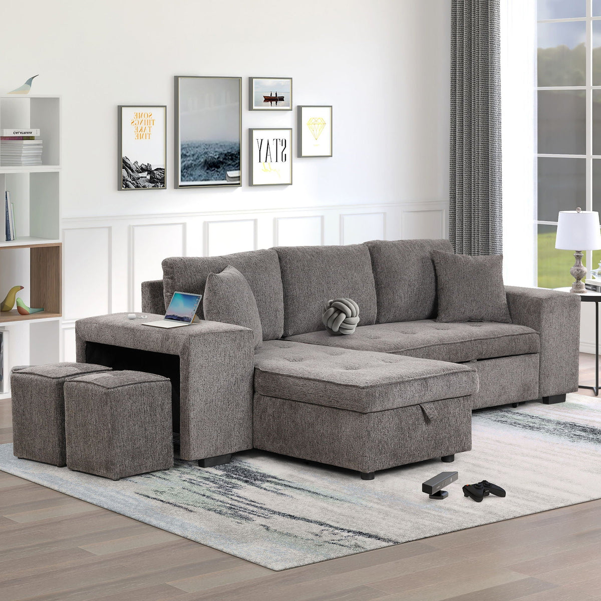 Modern L-Shape 3 Seat Reversible Sectional Couch