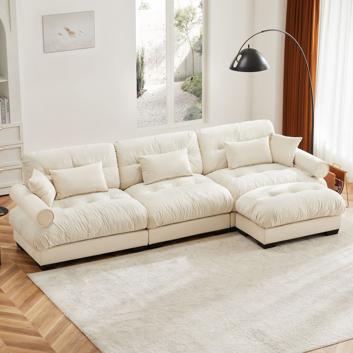 Super Comfort Oversized Modular Sectional Sofa with Movable Ottoman