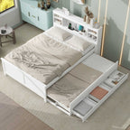 Platform Bed with Storage Headboard, USB, Trundle & 3 – Drawer