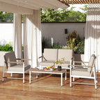 4-Piece Patio Furniture Set with Thick Cushions and a Coffee Table – Gray