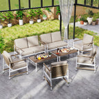 4-Piece Patio Furniture Set with Thick Cushions and a Coffee Table – Gray