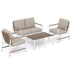 4-Piece Patio Furniture Set with Thick Cushions and a Coffee Table – Gray