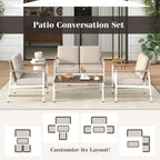 4-Piece Patio Furniture Set with Thick Cushions and a Coffee Table – Gray
