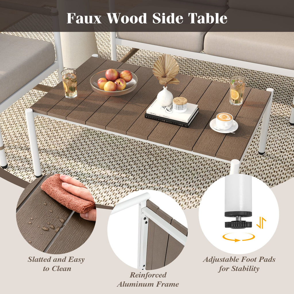 4-Piece Patio Furniture Set with Thick Cushions and a Coffee Table – Gray