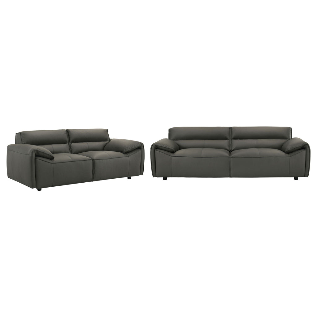 Buxton 2-piece Leather Upholstered Sofa Set Graphite