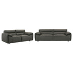 Buxton 2-piece Leather Upholstered Sofa Set Graphite
